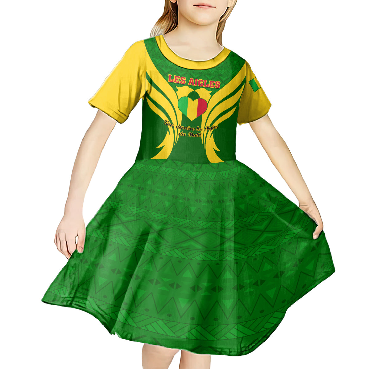 Mali Football Kid Short Sleeve Dress Tous Derriere Les Aigles Du Mali - Wonder Print Shop