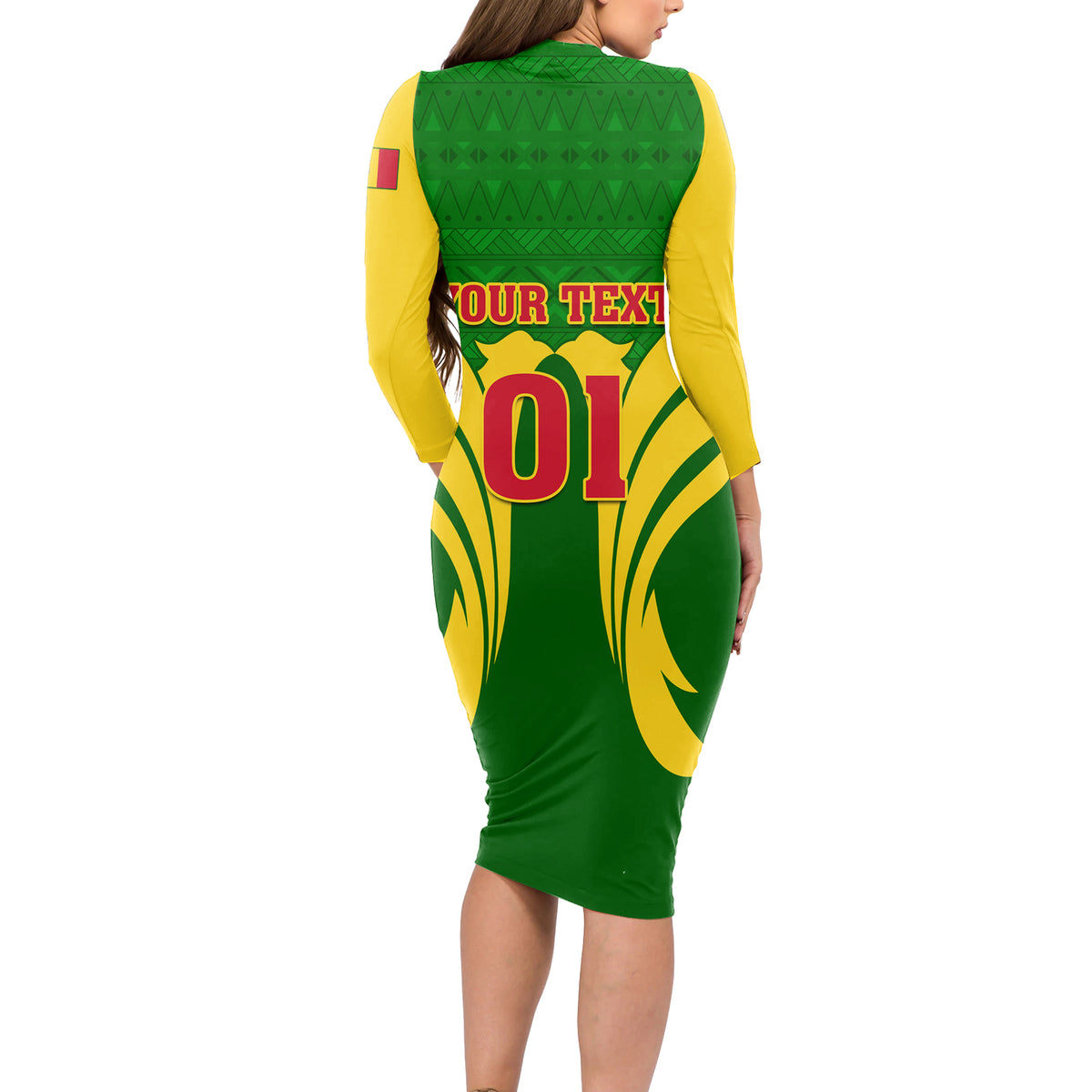 Mali Football Long Sleeve Bodycon Dress Tous Derriere Les Aigles Du Mali - Wonder Print Shop