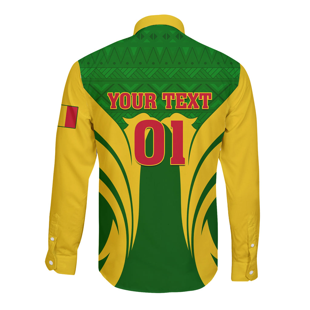 Mali Football Long Sleeve Button Shirt Tous Derriere Les Aigles Du Mali - Wonder Print Shop