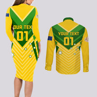 Australia Soccer Couples Matching Long Sleeve Bodycon Dress and Long Sleeve Button Shirt Go Socceroos - Wonder Print Shop