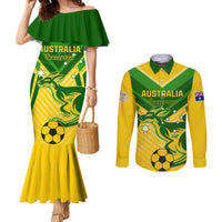 Australia Soccer Couples Matching Mermaid Dress and Long Sleeve Button Shirt Go Socceroos