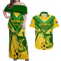 Australia Soccer Couples Matching Off Shoulder Maxi Dress and Hawaiian Shirt Go Socceroos - Wonder Print Shop