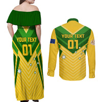 Australia Soccer Couples Matching Off Shoulder Maxi Dress and Long Sleeve Button Shirt Go Socceroos - Wonder Print Shop