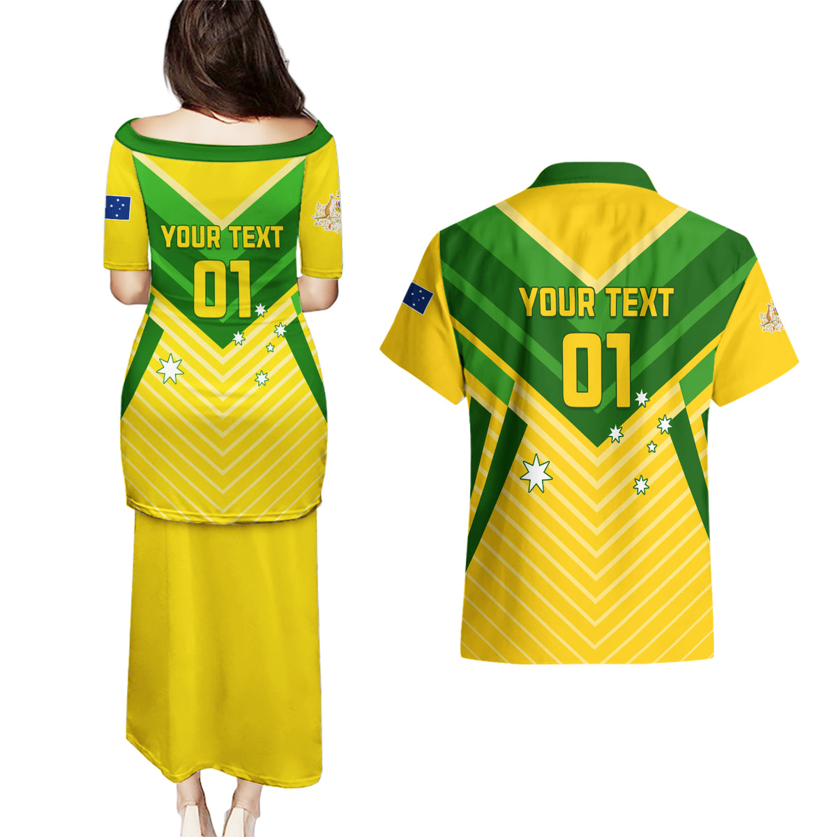 Australia Soccer Couples Matching Puletasi and Hawaiian Shirt Go Socceroos - Wonder Print Shop