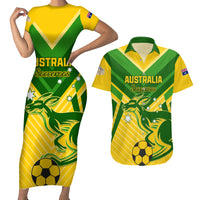 Australia Soccer Couples Matching Short Sleeve Bodycon Dress and Hawaiian Shirt Go Socceroos - Wonder Print Shop
