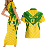 Australia Soccer Couples Matching Short Sleeve Bodycon Dress and Hawaiian Shirt Go Socceroos - Wonder Print Shop