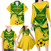 Australia Soccer Family Matching Long Sleeve Bodycon Dress and Hawaiian Shirt Go Socceroos - Wonder Print Shop