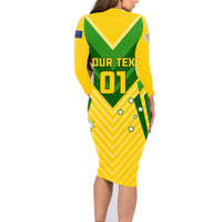 Australia Soccer Family Matching Long Sleeve Bodycon Dress and Hawaiian Shirt Go Socceroos - Wonder Print Shop