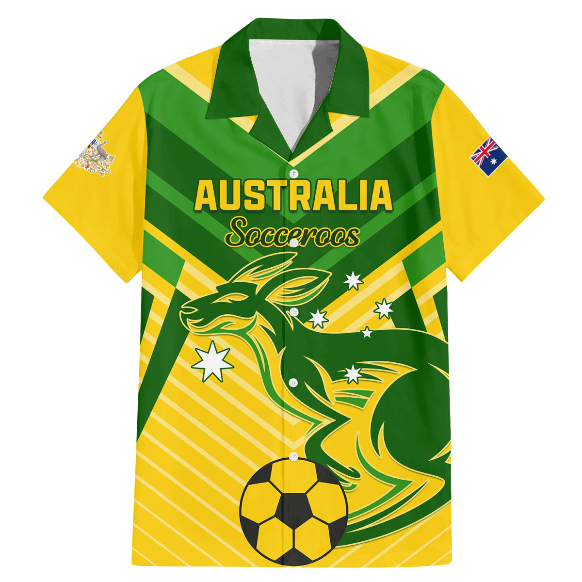Australia Soccer Family Matching Mermaid Dress and Hawaiian Shirt Go Socceroos - Wonder Print Shop