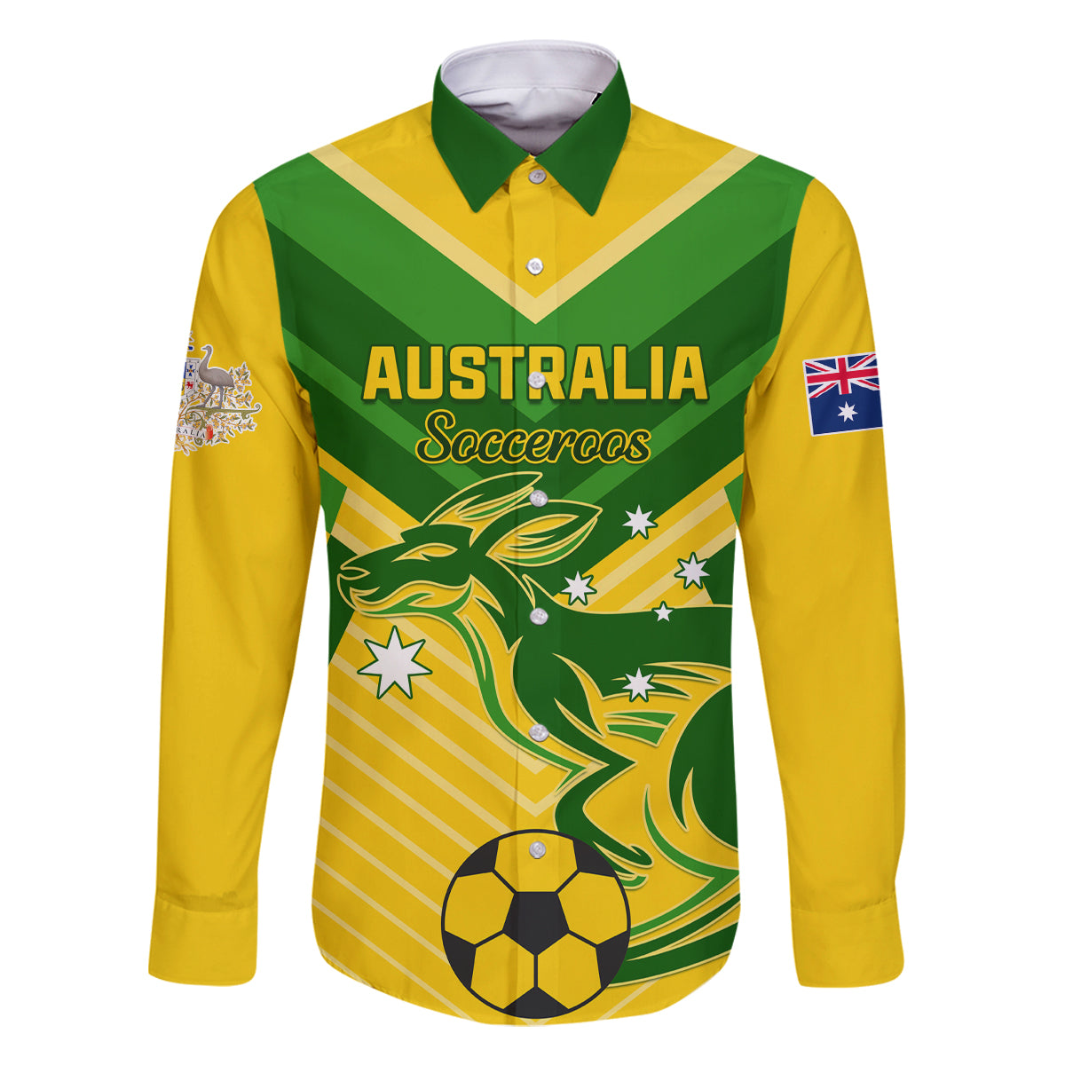 Australia Soccer Family Matching Mermaid Dress and Hawaiian Shirt Go Socceroos - Wonder Print Shop
