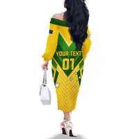 Australia Soccer Family Matching Off Shoulder Long Sleeve Dress and Hawaiian Shirt Go Socceroos - Wonder Print Shop