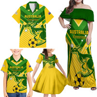 Australia Soccer Family Matching Off Shoulder Maxi Dress and Hawaiian Shirt Go Socceroos - Wonder Print Shop