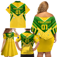 Australia Soccer Family Matching Off Shoulder Short Dress and Hawaiian Shirt Go Socceroos - Wonder Print Shop