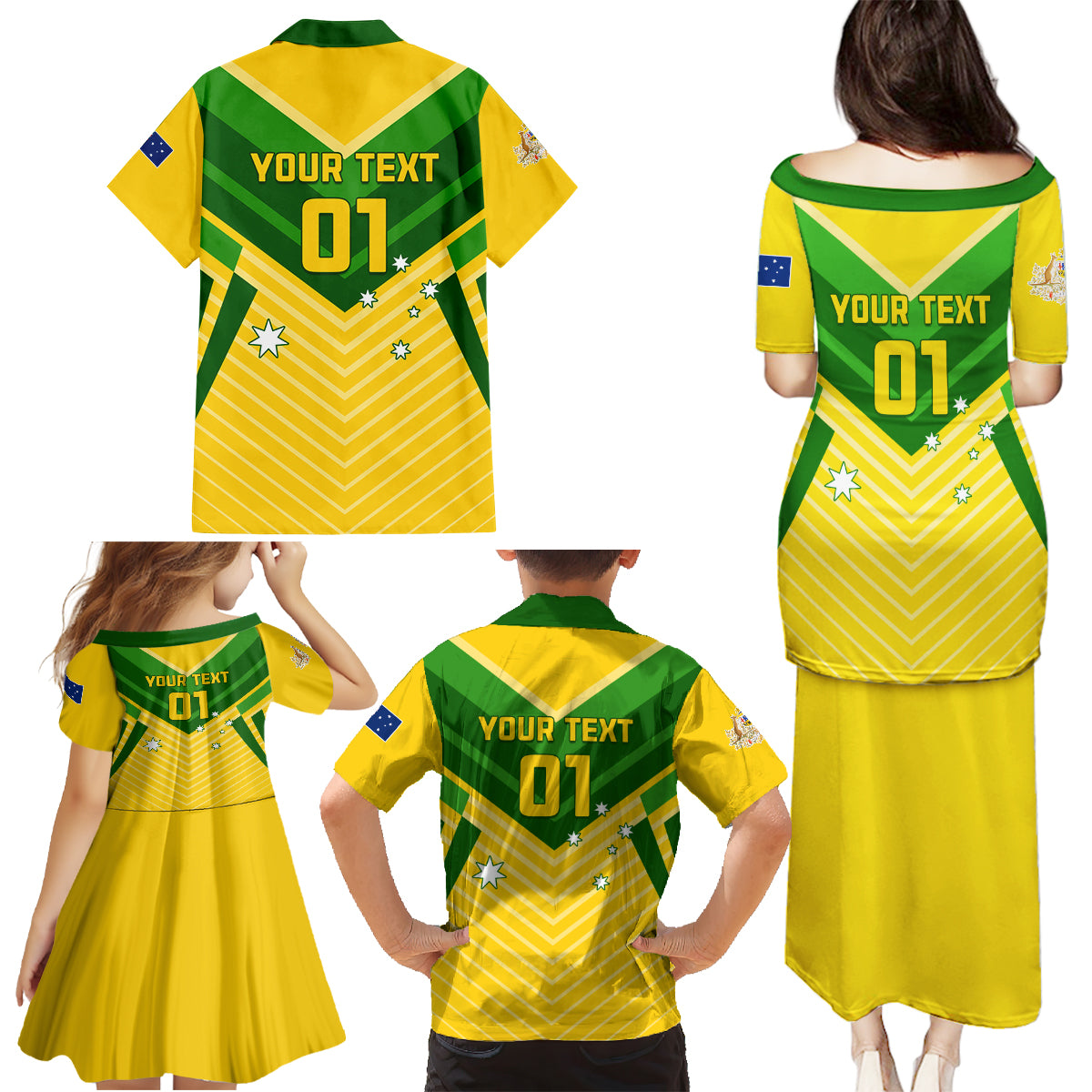 Australia Soccer Family Matching Puletasi and Hawaiian Shirt Go Socceroos - Wonder Print Shop