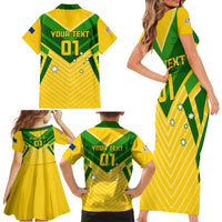 Australia Soccer Family Matching Short Sleeve Bodycon Dress and Hawaiian Shirt Go Socceroos - Wonder Print Shop