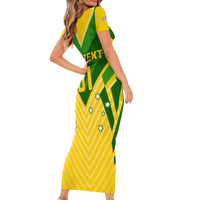 Australia Soccer Family Matching Short Sleeve Bodycon Dress and Hawaiian Shirt Go Socceroos - Wonder Print Shop