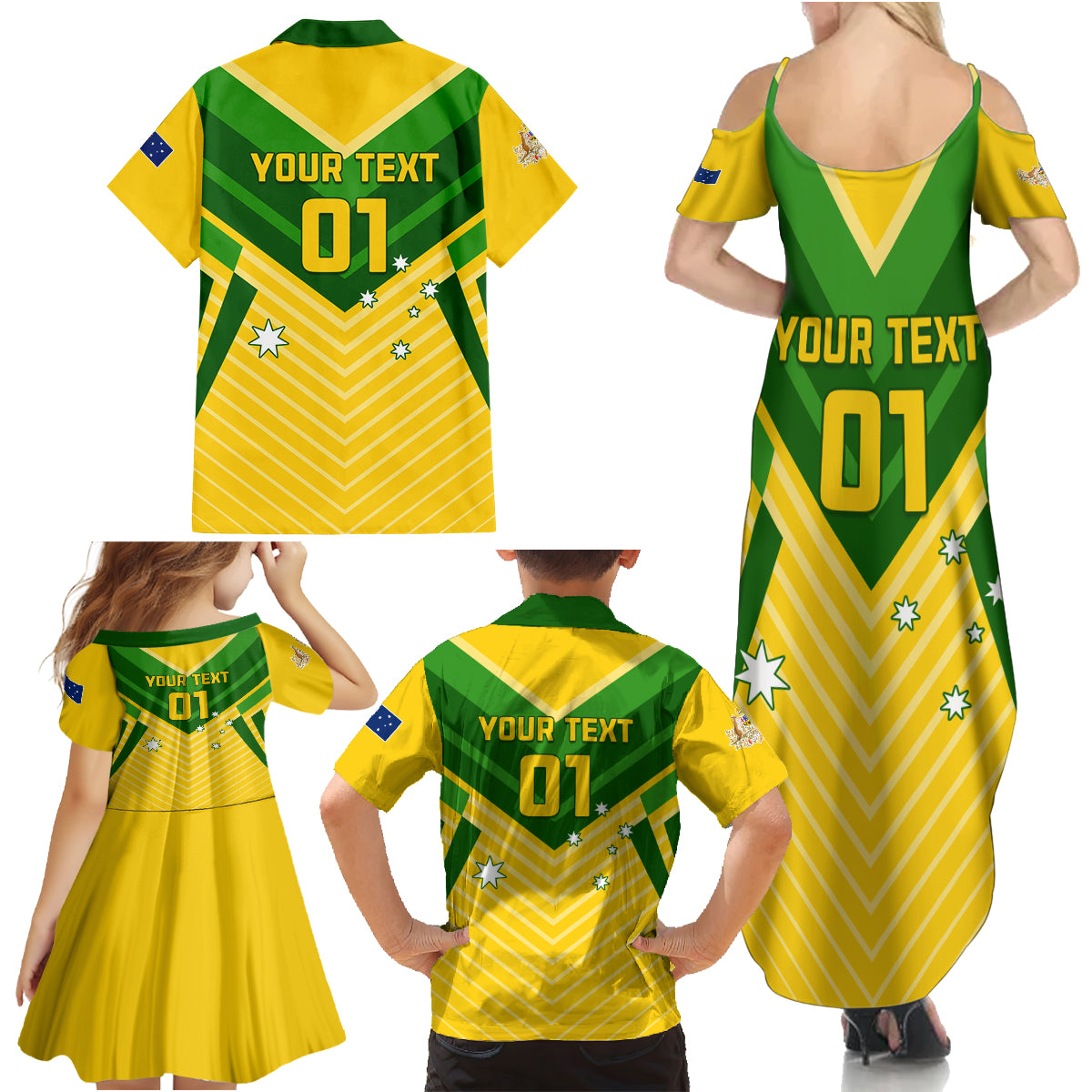 Australia Soccer Family Matching Summer Maxi Dress and Hawaiian Shirt Go Socceroos - Wonder Print Shop
