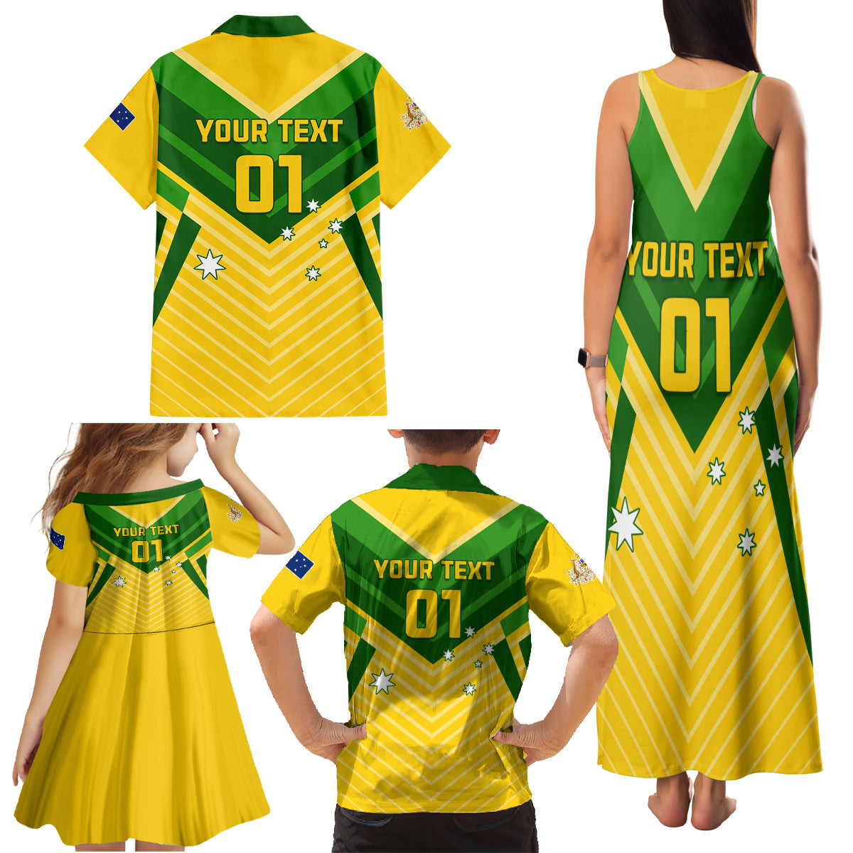 Australia Soccer Family Matching Tank Maxi Dress and Hawaiian Shirt Go Socceroos - Wonder Print Shop