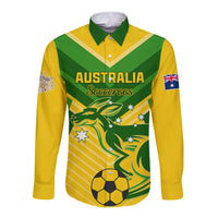 Australia Soccer Long Sleeve Button Shirt Go Socceroos - Wonder Print Shop