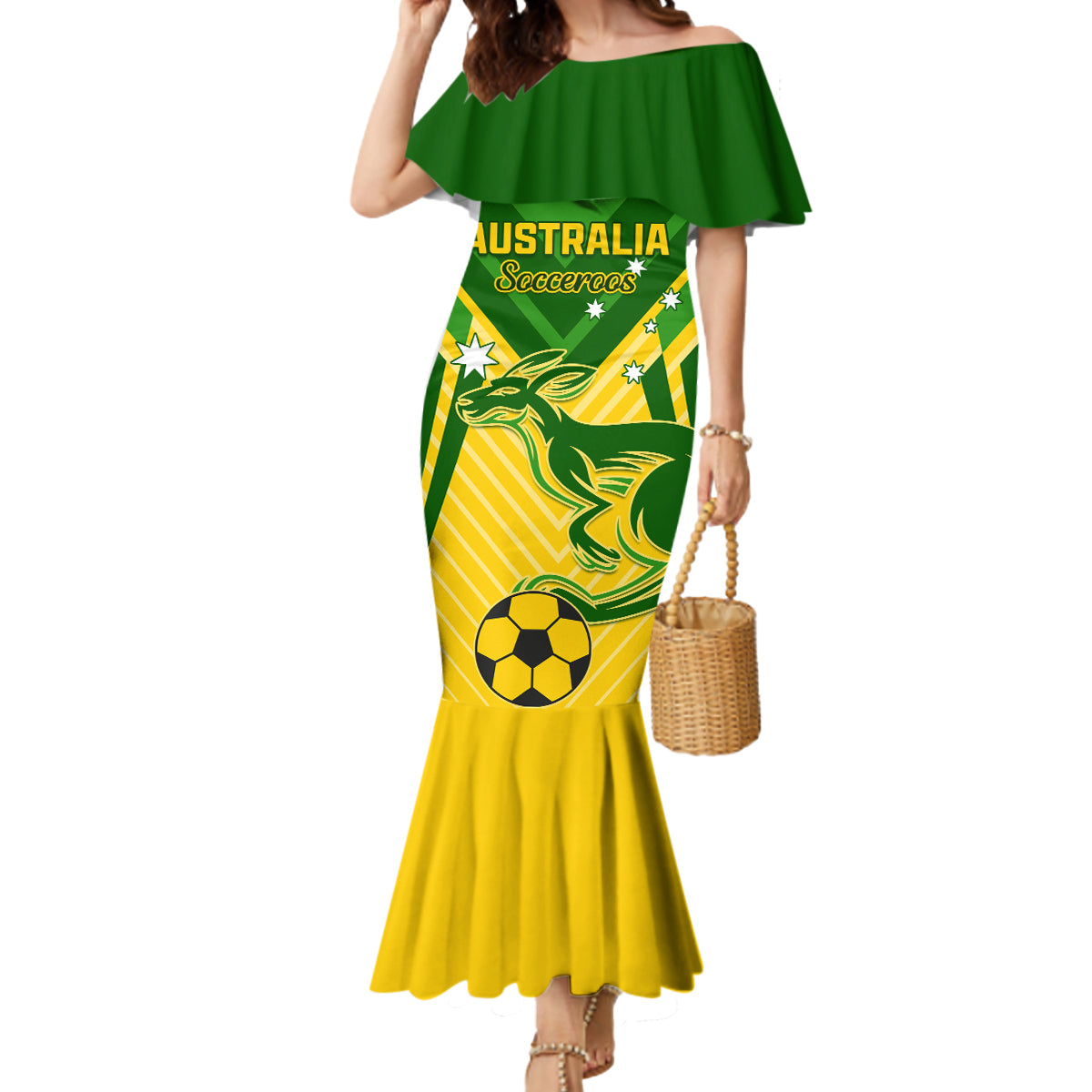 Australia Soccer Mermaid Dress Go Socceroos - Wonder Print Shop