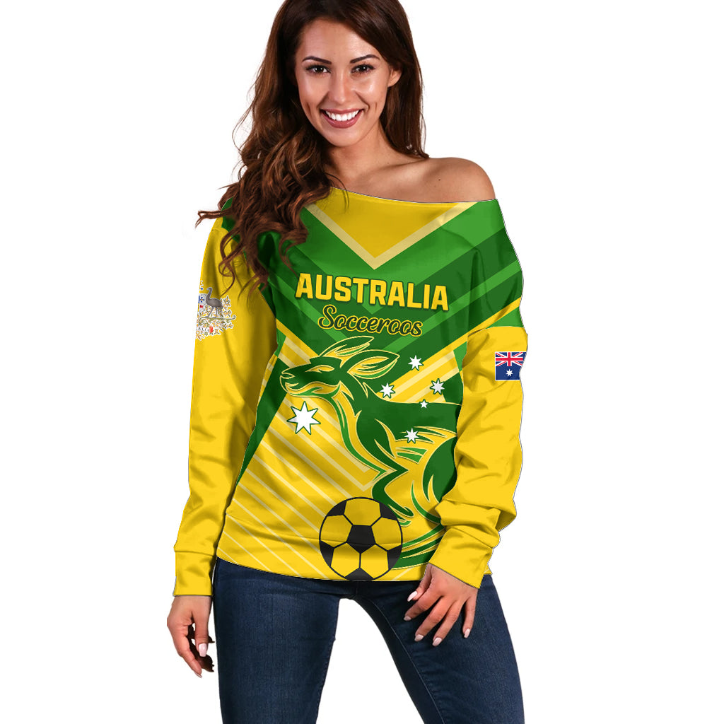 Australia Soccer Off Shoulder Sweater Go Socceroos - Wonder Print Shop