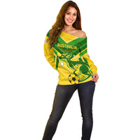 Australia Soccer Off Shoulder Sweater Go Socceroos - Wonder Print Shop