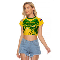 Australia Soccer Raglan Cropped T Shirt Go Socceroos - Wonder Print Shop
