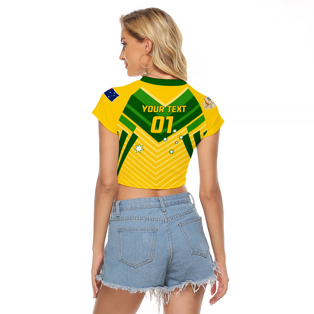 Australia Soccer Raglan Cropped T Shirt Go Socceroos - Wonder Print Shop