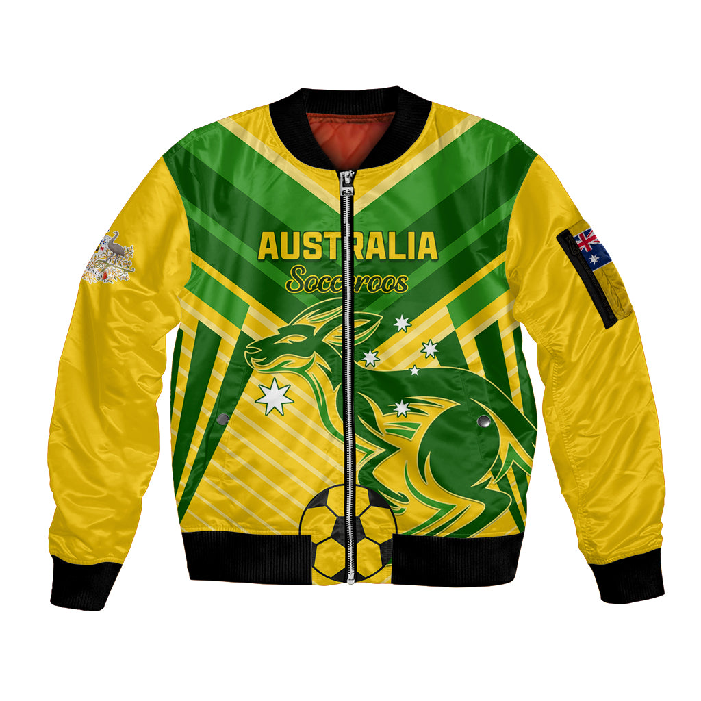 Australia Soccer Sleeve Zip Bomber Jacket Go Socceroos - Wonder Print Shop