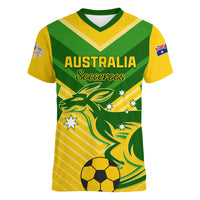 Australia Soccer Women V Neck T Shirt Go Socceroos - Wonder Print Shop