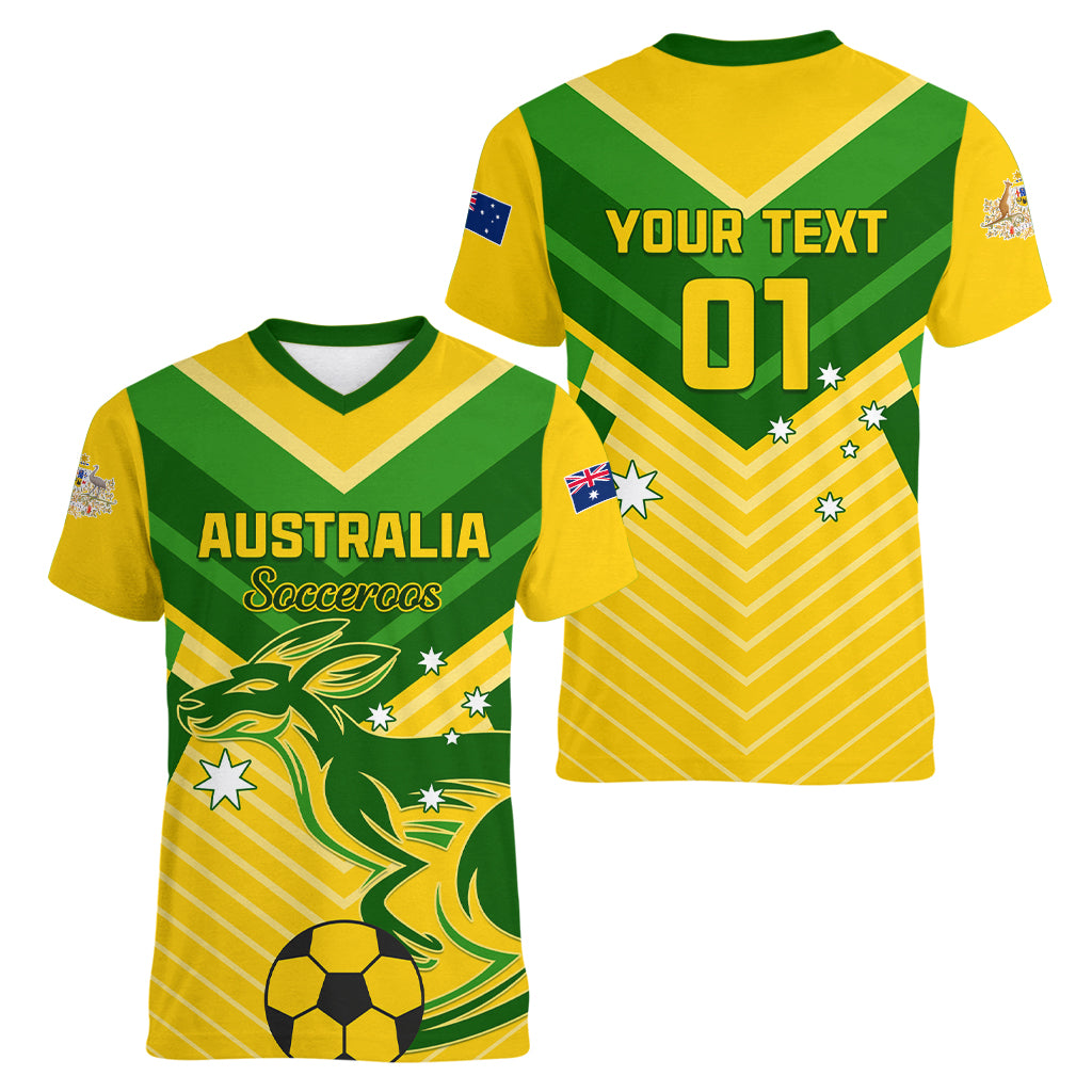 Australia Soccer Women V Neck T Shirt Go Socceroos - Wonder Print Shop