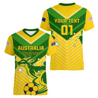 Australia Soccer Women V Neck T Shirt Go Socceroos - Wonder Print Shop