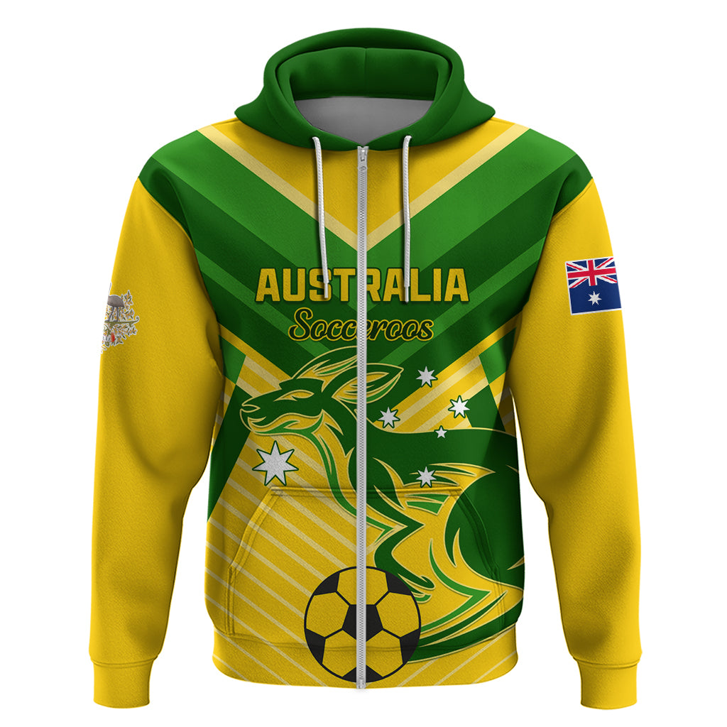 Australia Soccer Zip Hoodie Go Socceroos - Wonder Print Shop