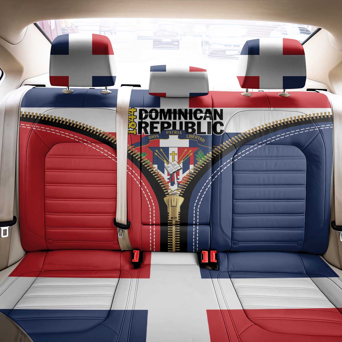 Dominican Republic 1844 Back Car Seat Cover Coat Of Arms Zipper Stylized