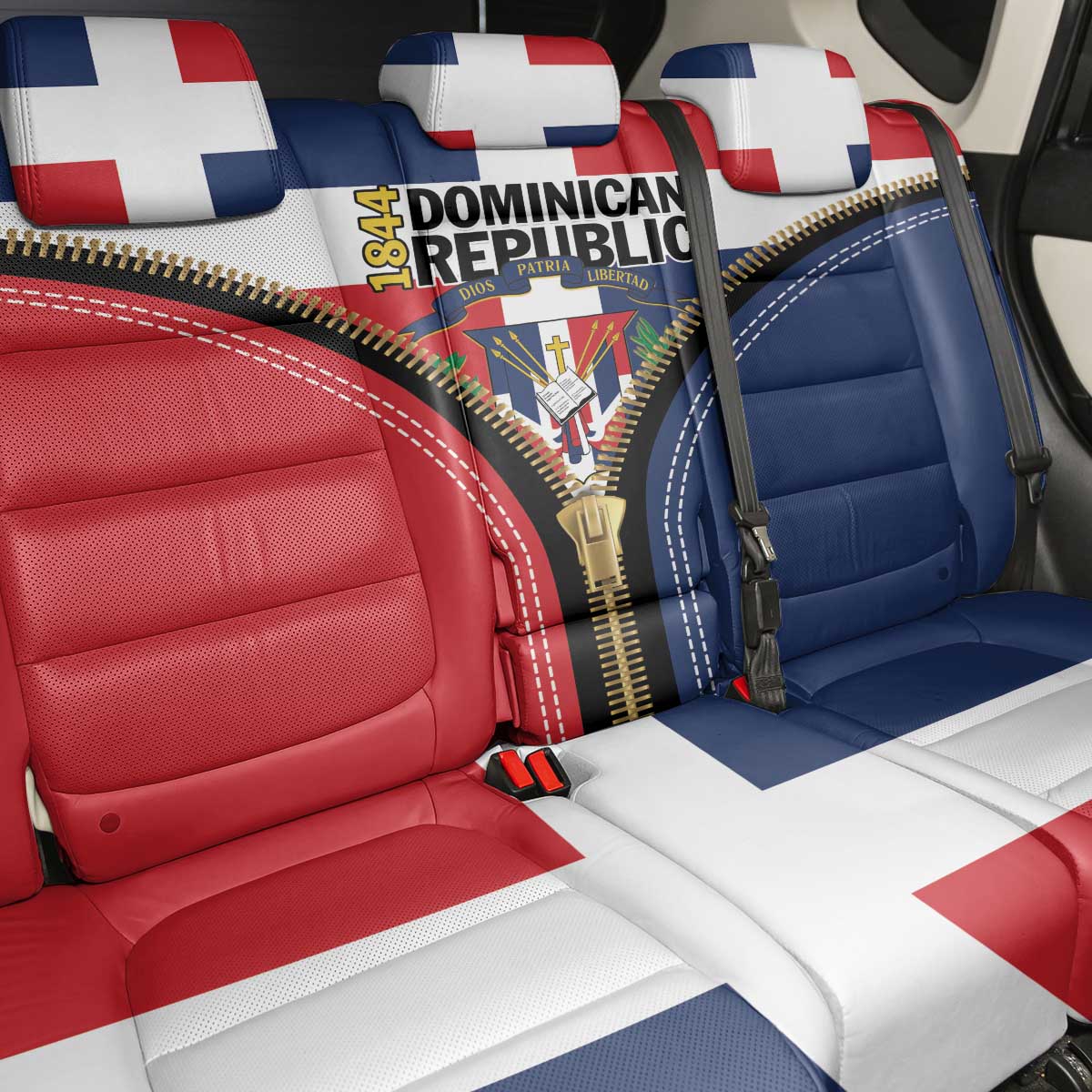 Dominican Republic 1844 Back Car Seat Cover Coat Of Arms Zipper Stylized