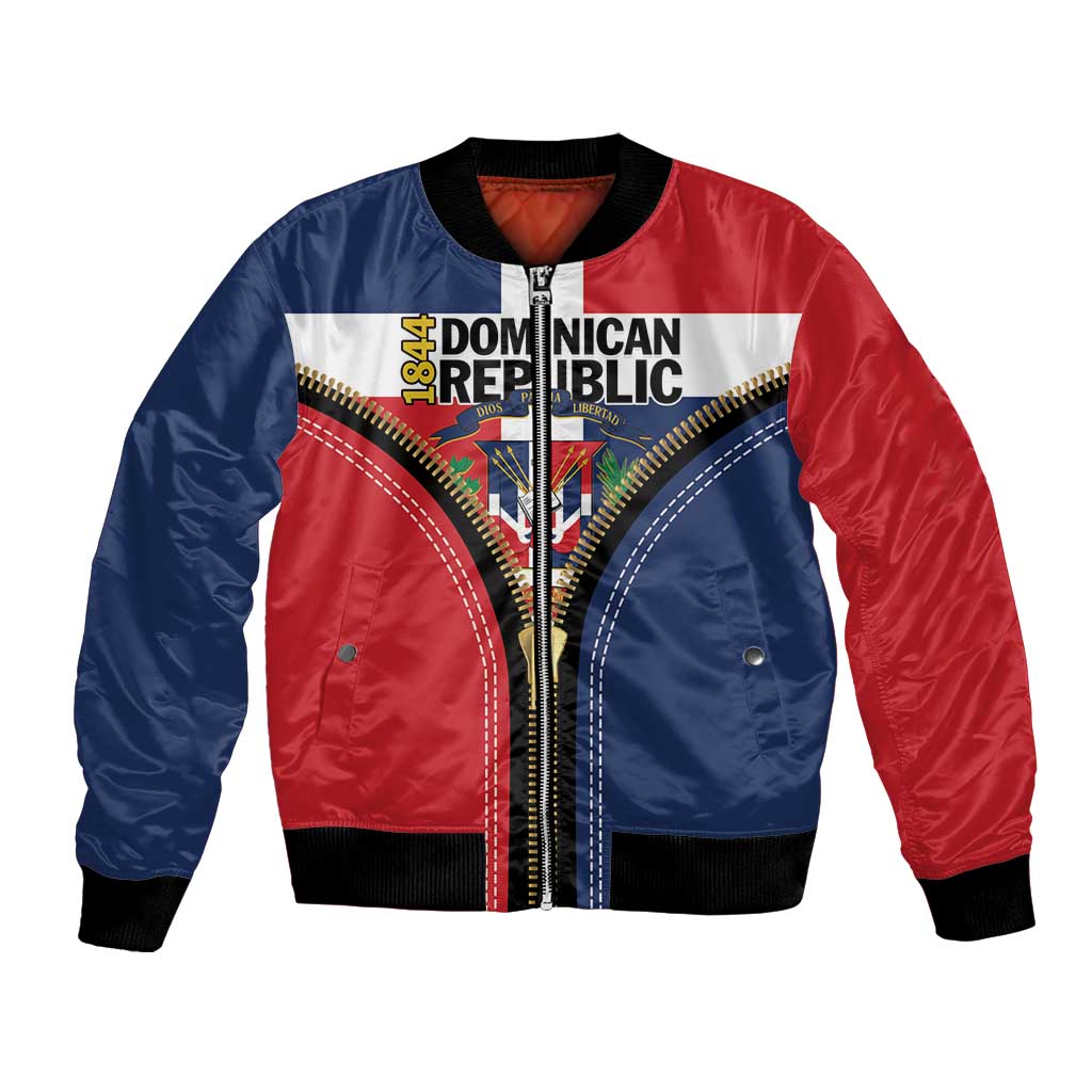 Personalized Dominican Republic 1844 Bomber Jacket Coat Of Arms Zipper Stylized