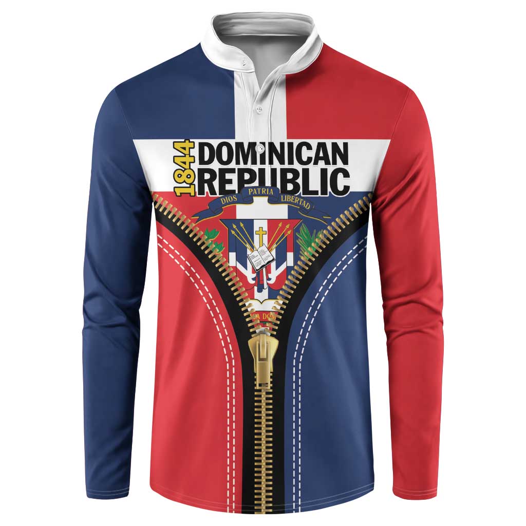Personalized Dominican Republic 1844 Button Sweatshirt Coat Of Arms Zipper Stylized