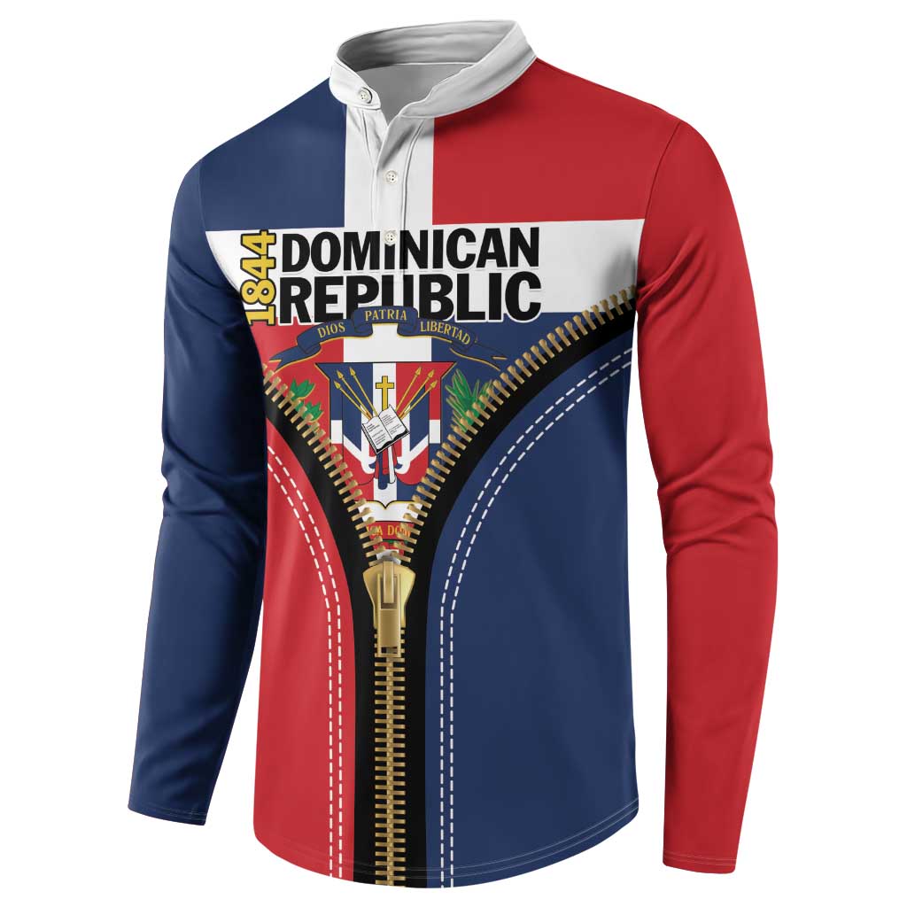 Personalized Dominican Republic 1844 Button Sweatshirt Coat Of Arms Zipper Stylized