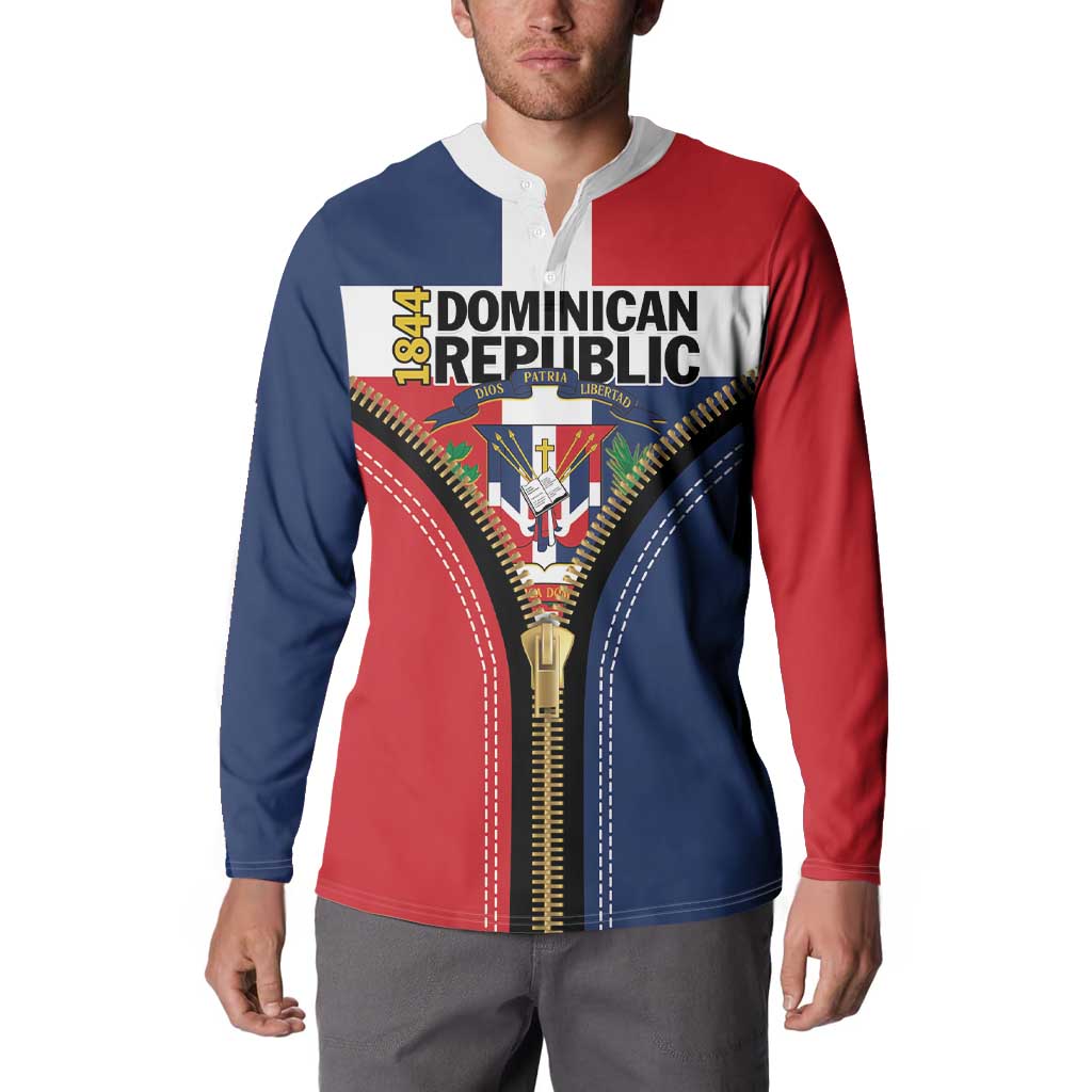 Personalized Dominican Republic 1844 Button Sweatshirt Coat Of Arms Zipper Stylized