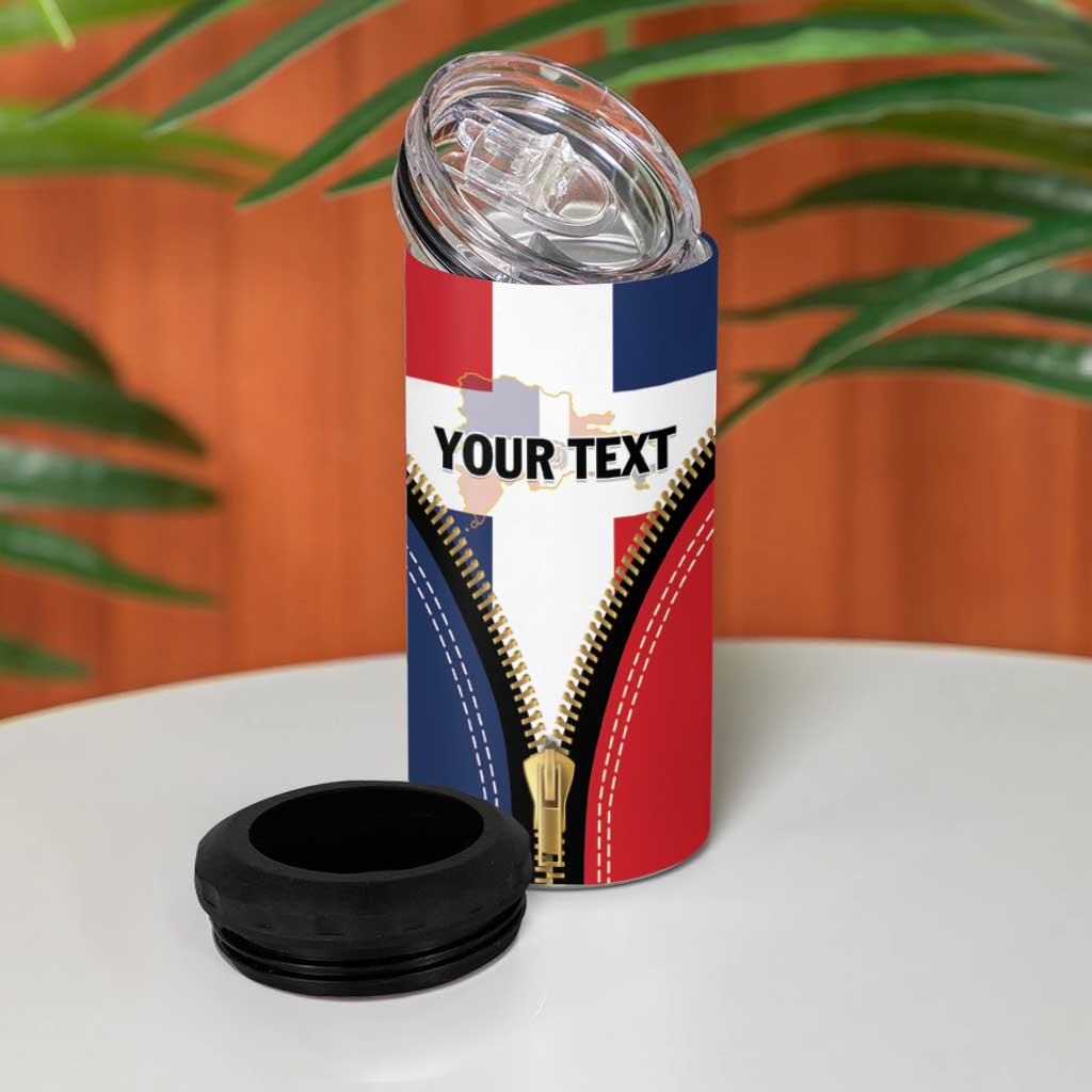 Personalized Dominican Republic 1844 4 in 1 Can Cooler Tumbler Coat Of Arms Zipper Stylized