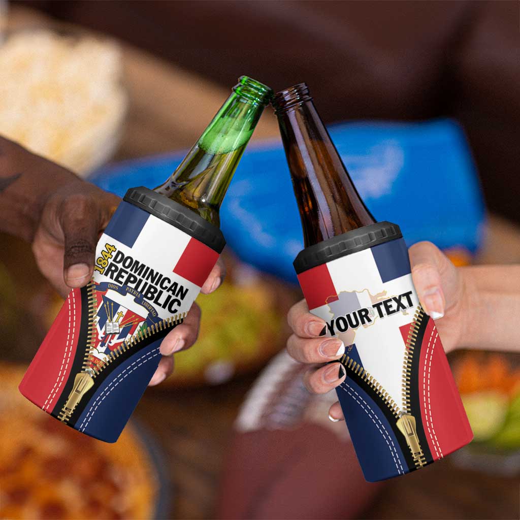 Personalized Dominican Republic 1844 4 in 1 Can Cooler Tumbler Coat Of Arms Zipper Stylized