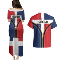 Personalized Dominican Republic 1844 Couples Matching Puletasi and Hawaiian Shirt Coat Of Arms Zipper Stylized