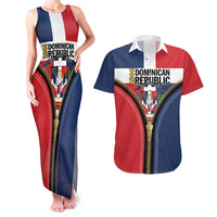 Personalized Dominican Republic 1844 Couples Matching Tank Maxi Dress and Hawaiian Shirt Coat Of Arms Zipper Stylized