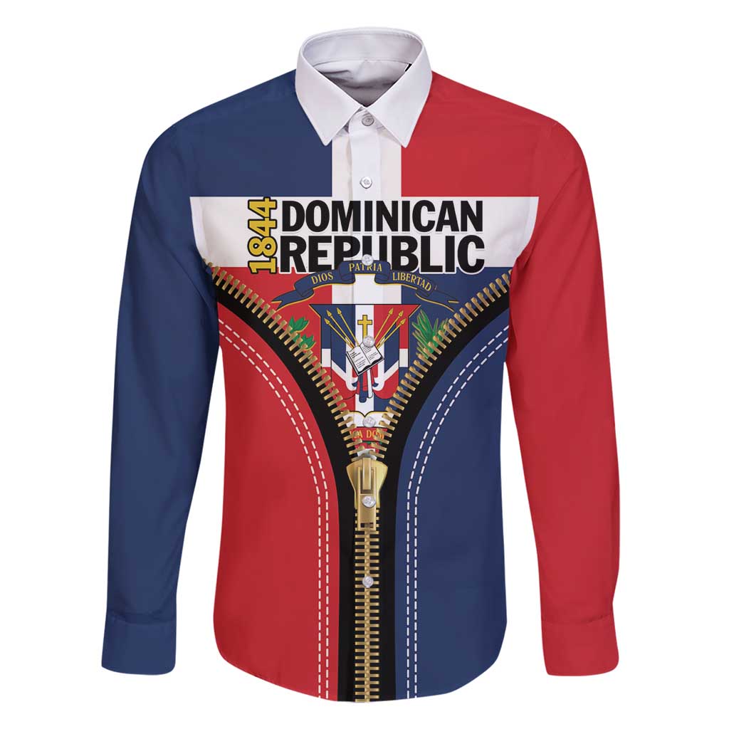 Personalized Dominican Republic 1844 Family Matching Mermaid Dress and Hawaiian Shirt Coat Of Arms Zipper Stylized