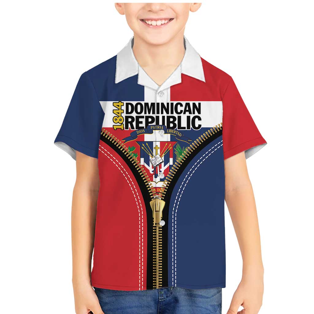 Personalized Dominican Republic 1844 Family Matching Mermaid Dress and Hawaiian Shirt Coat Of Arms Zipper Stylized