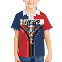 Personalized Dominican Republic 1844 Family Matching Off The Shoulder Long Sleeve Dress and Hawaiian Shirt Coat Of Arms Zipper Stylized