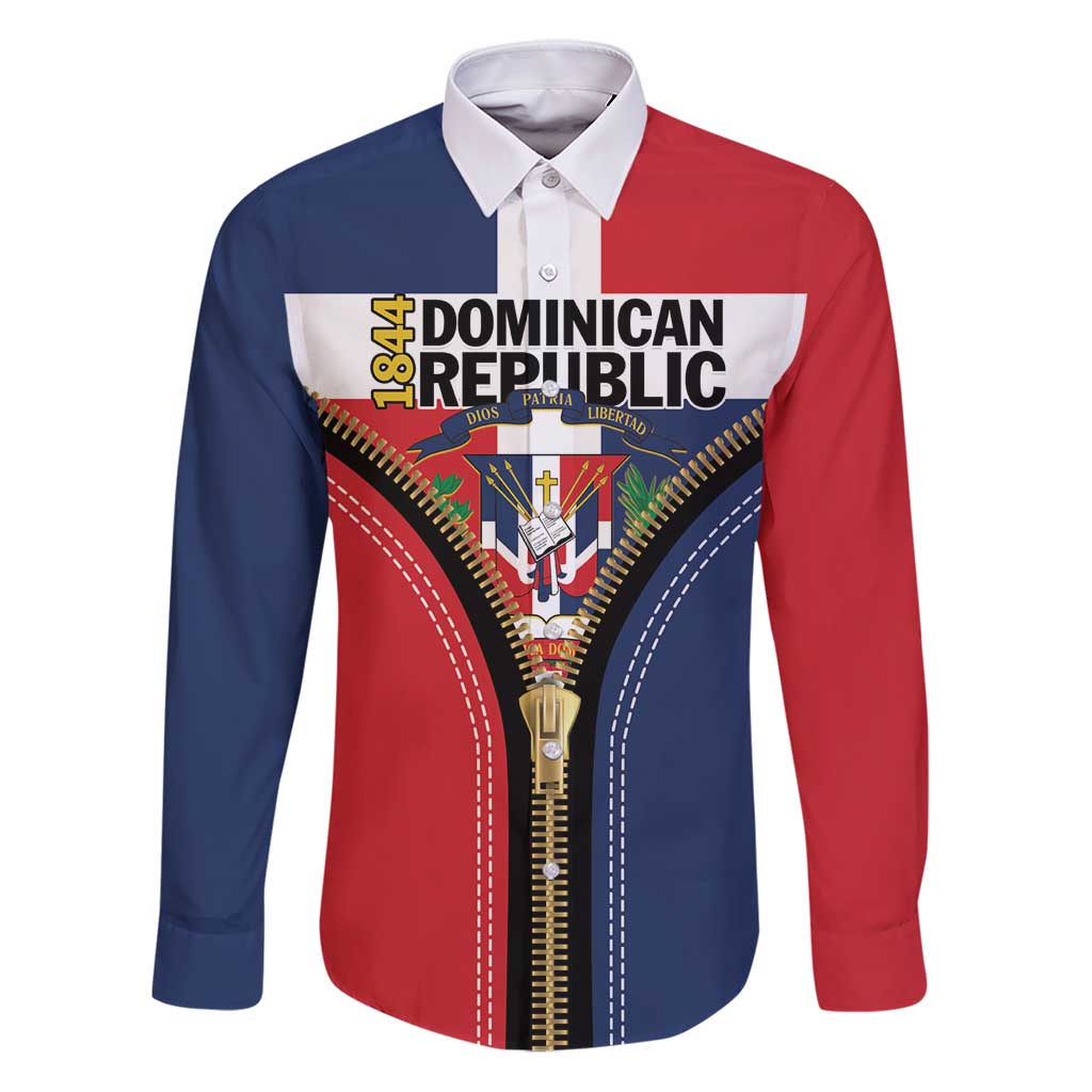 Personalized Dominican Republic 1844 Family Matching Puletasi and Hawaiian Shirt Coat Of Arms Zipper Stylized