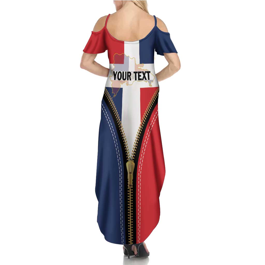 Personalized Dominican Republic 1844 Family Matching Summer Maxi Dress and Hawaiian Shirt Coat Of Arms Zipper Stylized