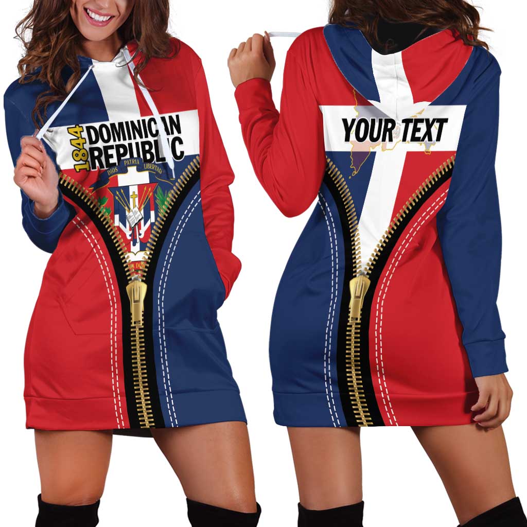 Personalized Dominican Republic 1844 Hoodie Dress Coat Of Arms Zipper Stylized