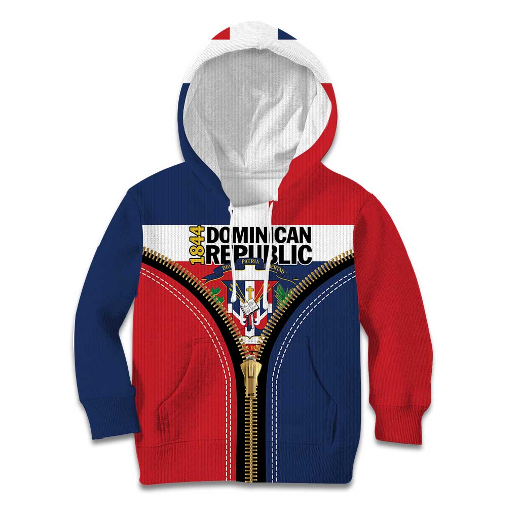 Personalized Dominican Republic 1844 Kid Hoodie Coat Of Arms Zipper Stylized